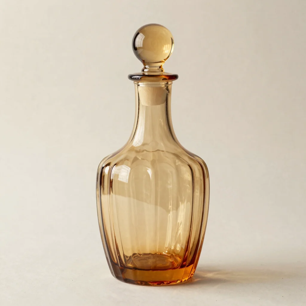 Fluted Amber Glass Decanter